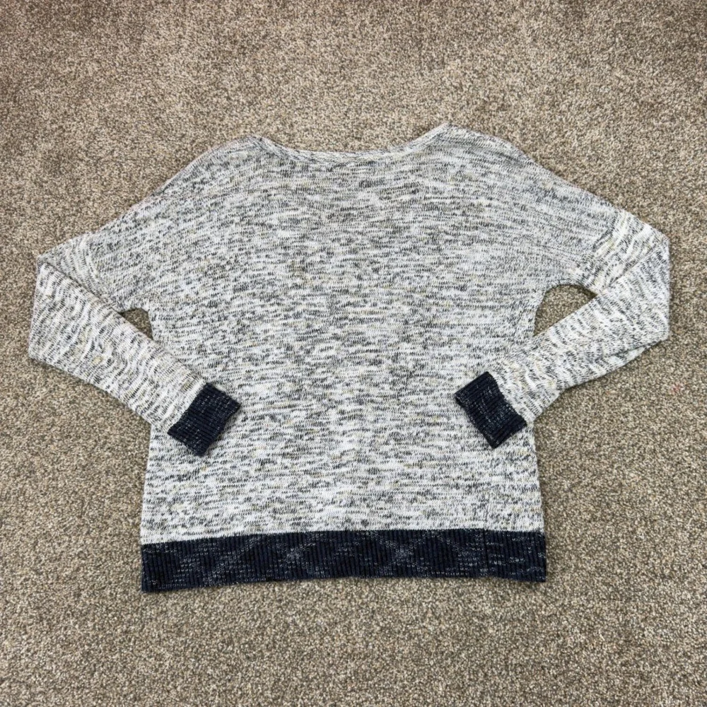 Rag & Bone New York Sweater Womens S V-Neck Marled‎ Knit Gray Navy Lightweight